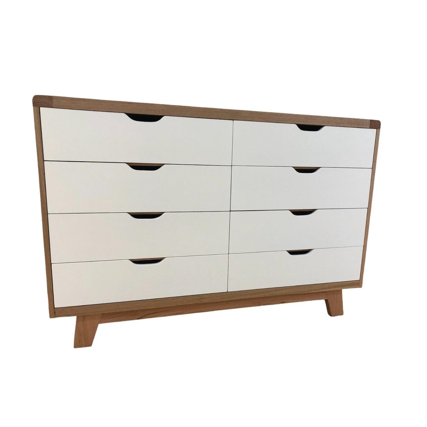 MADE TO ORDER SMALL MAXWELL 8 DRAWER TASSIE OAK DRESSER IN CLEAR LACQUER