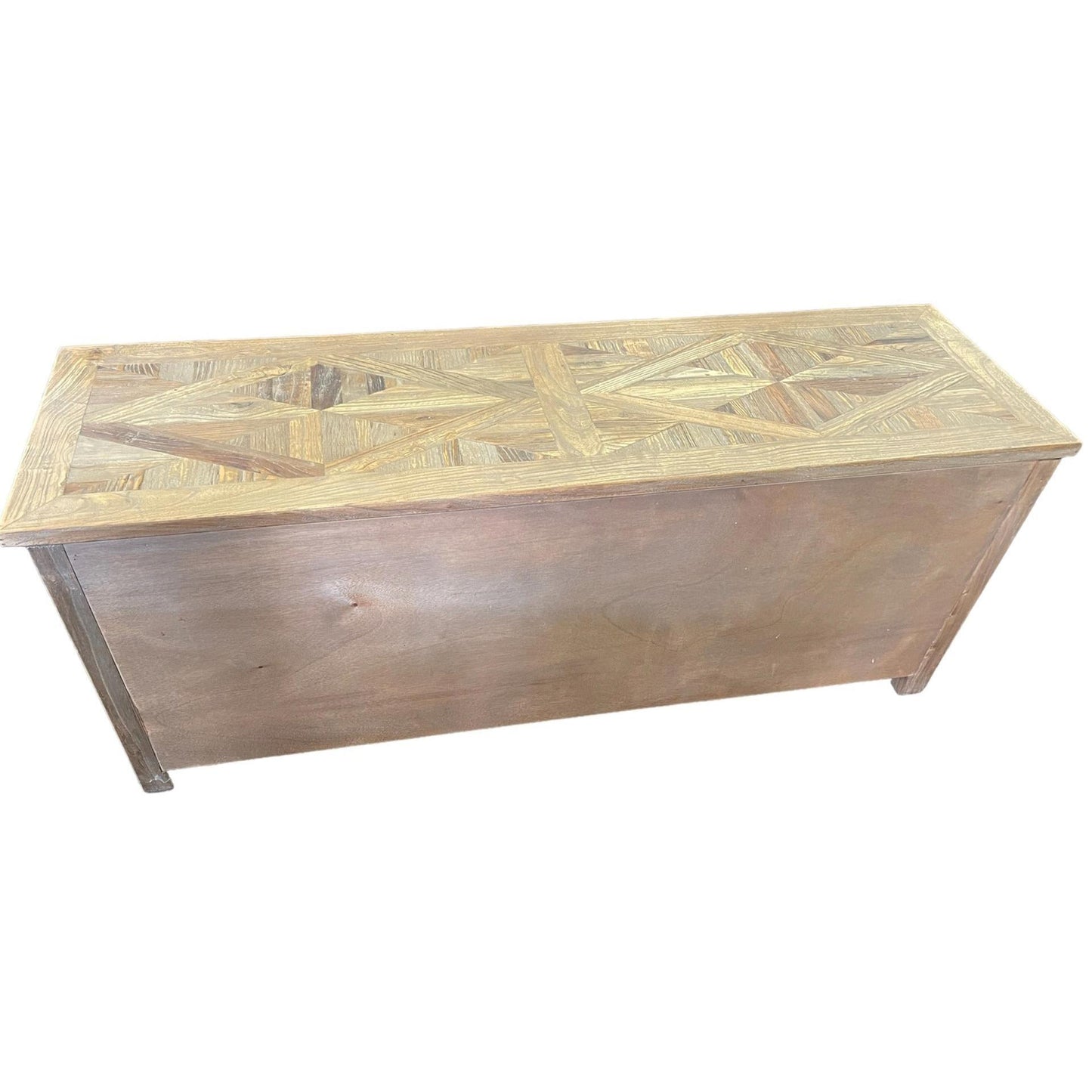 RECYCLED ELM 150CM PARQUETRY TOP TV UNIT - MyChocolateWood