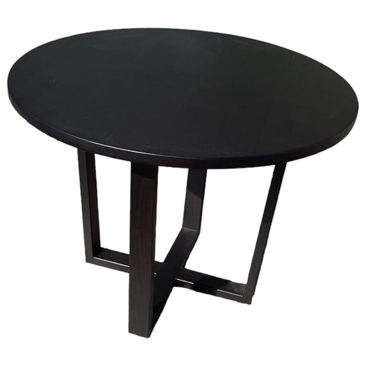 FELLINI ROUND DINING TABLE IN SOLID TASSIE OAK 100CM IN SOLID BLACK - AUSTRALIAN CUSTOM MADE - MyChocolateWood