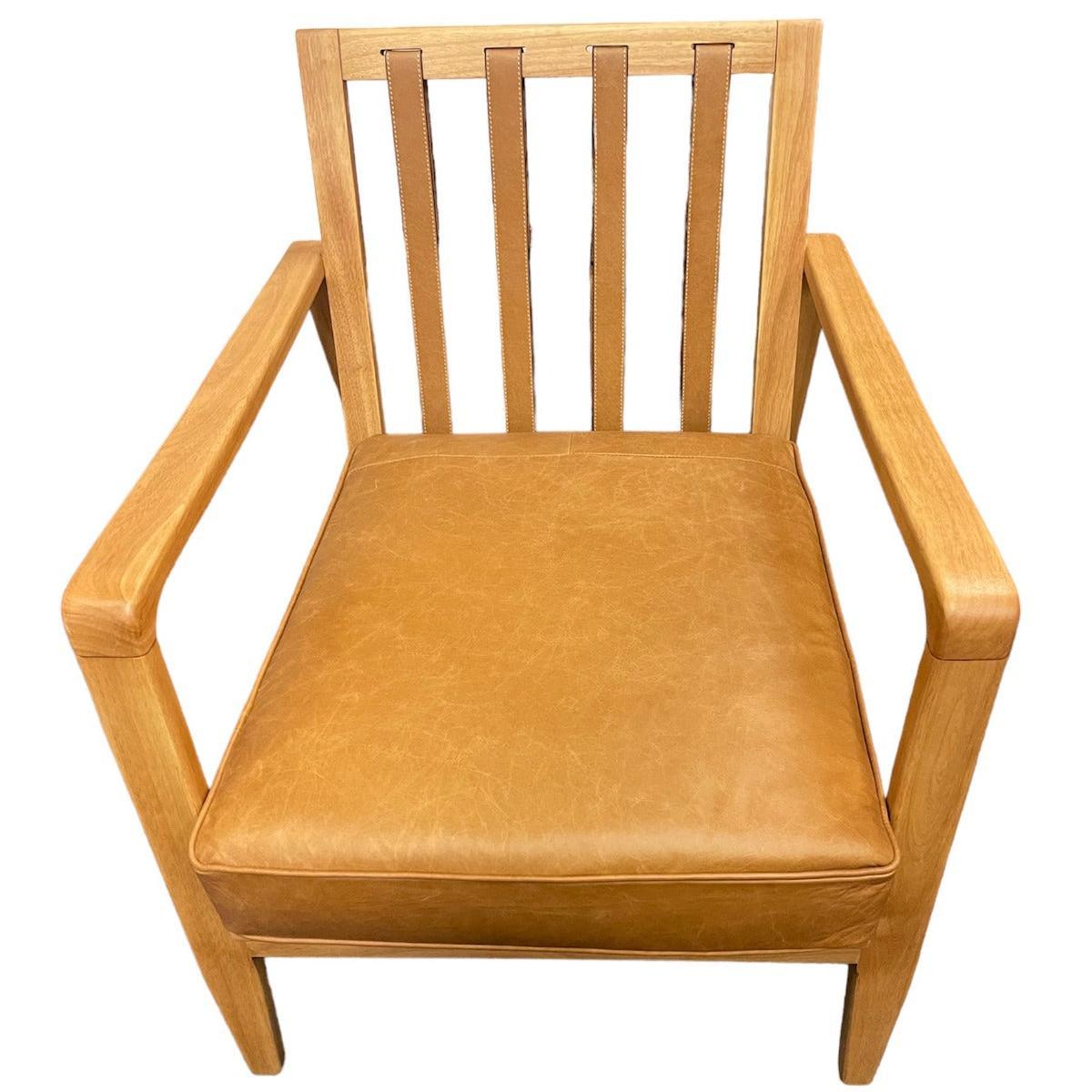 FINN LEATHER BUCKLE ARMCHAIR IN COLOMBIA BROWN - MyChocolateWood