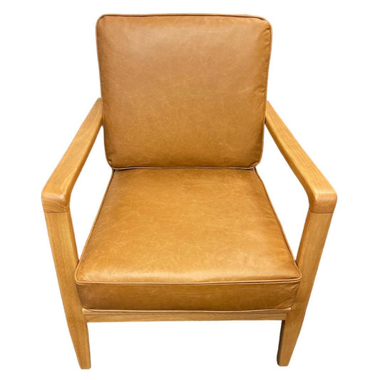 FINN LEATHER BUCKLE ARMCHAIR IN COLOMBIA BROWN - MyChocolateWood