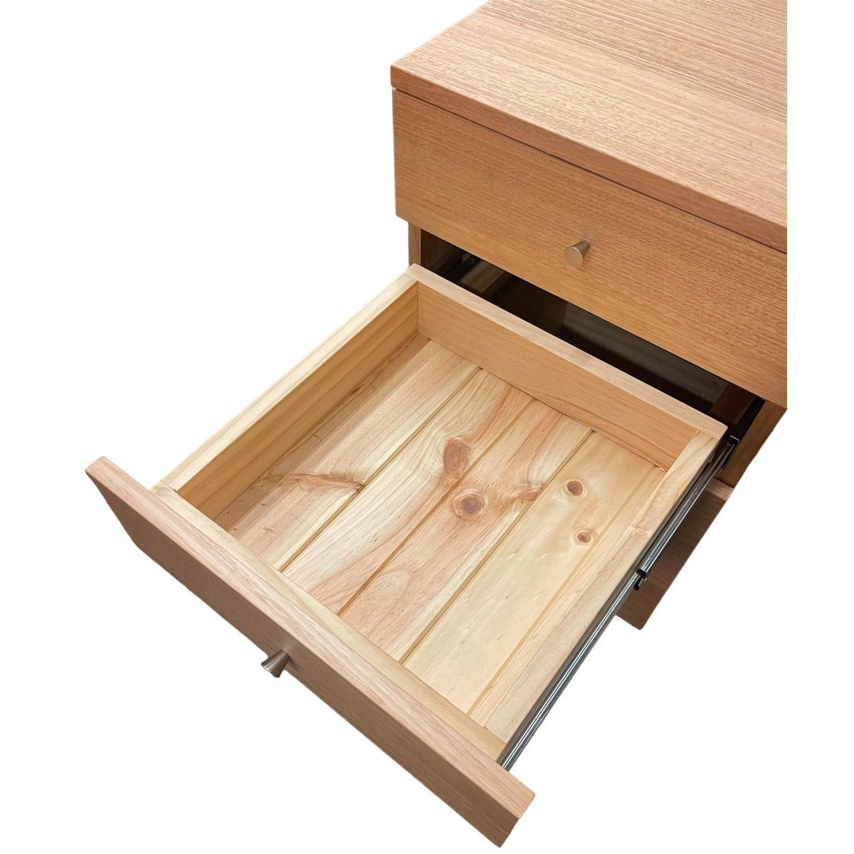 TELMA TASSIE OAK SMALL FILING CABINET IN CLEAR LACQUER ON WHEELS - MyChocolateWood