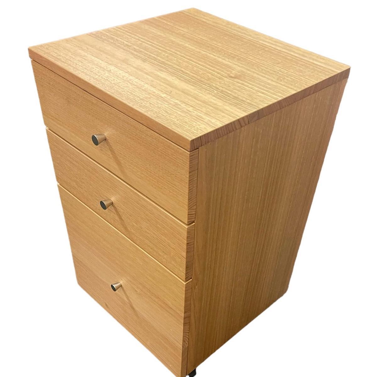 TELMA TASSIE OAK SMALL FILING CABINET IN CLEAR LACQUER ON WHEELS - MyChocolateWood