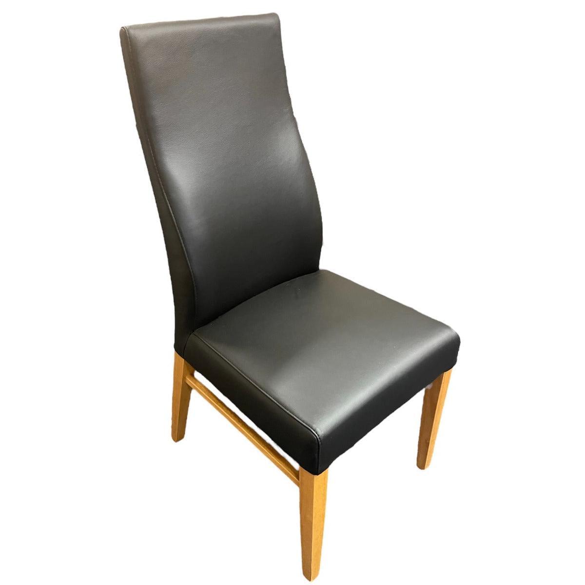 BOSTON TOP GRADE LEATHER DINING CHAIR BLACK/CLEAR LACQUER LEGS