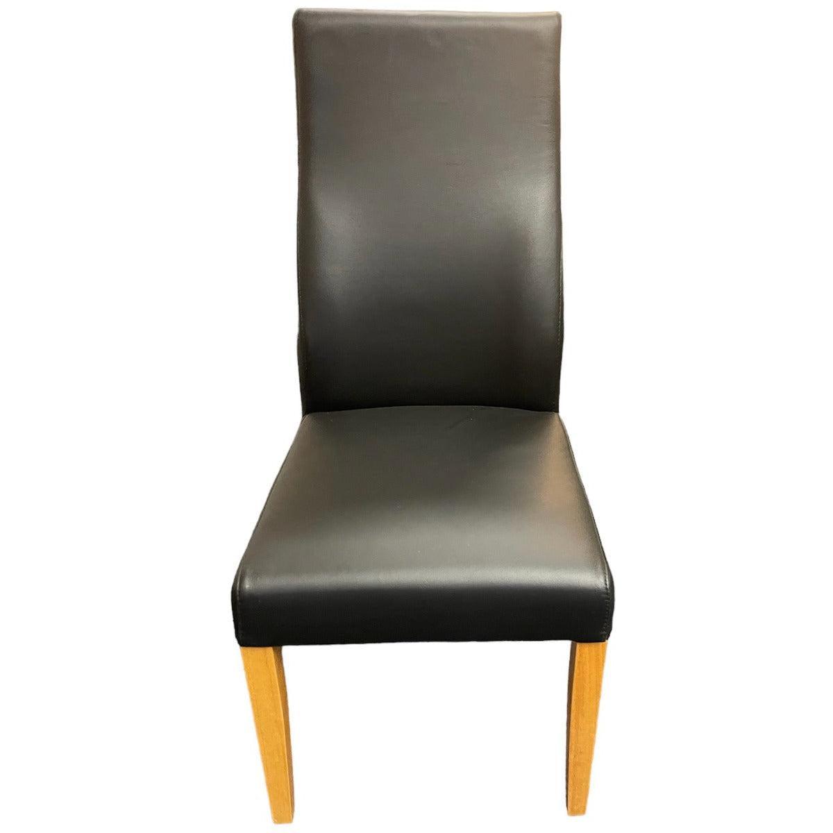 BOSTON TOP GRADE LEATHER DINING CHAIR BLACK/CLEAR LACQUER LEGS
