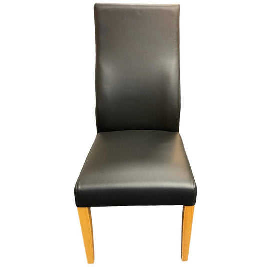 BOSTON TOP GRADE LEATHER DINING CHAIR BLACK/CLEAR LACQUER LEGS - MyChocolateWood