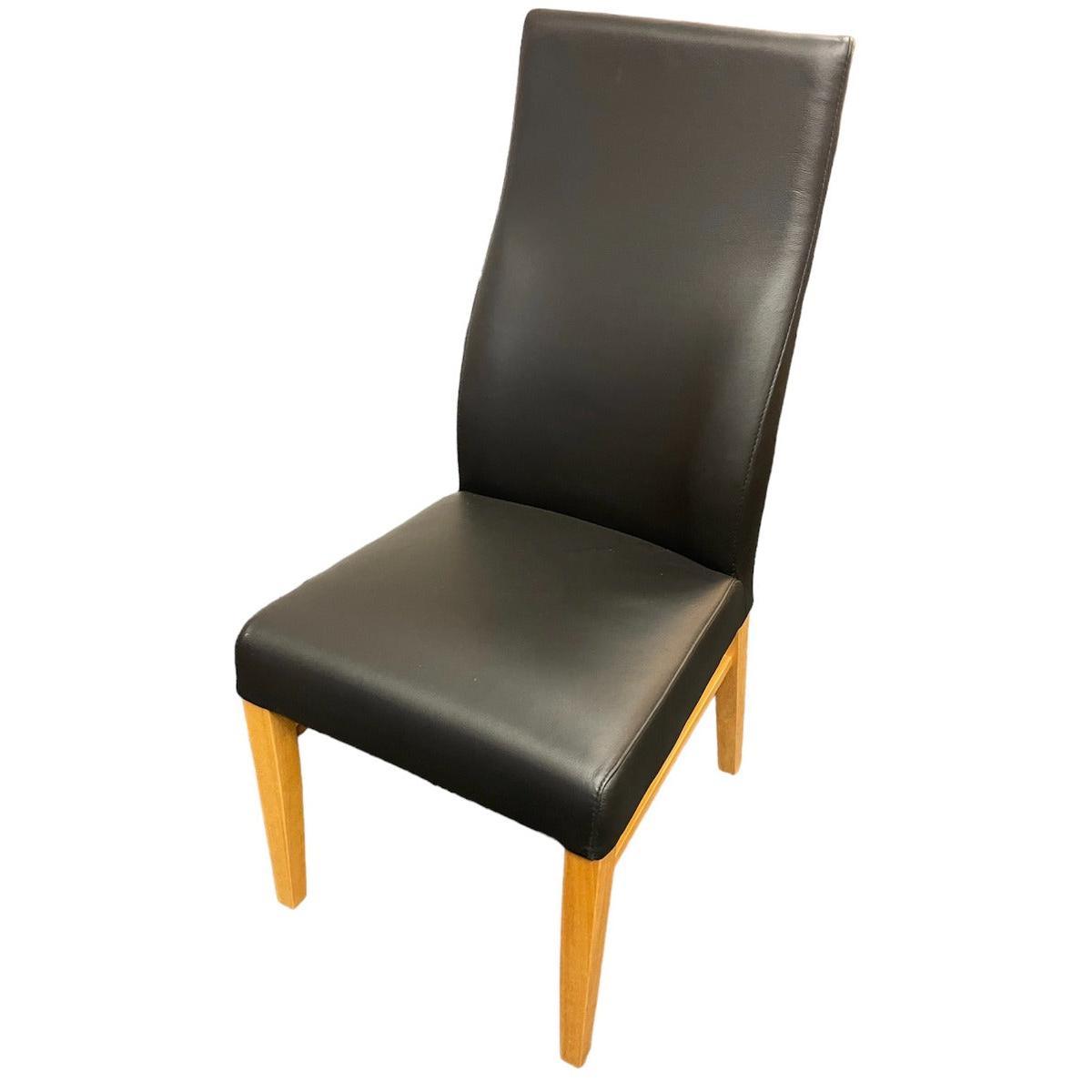BOSTON TOP GRADE LEATHER DINING CHAIR BLACK/CLEAR LACQUER LEGS