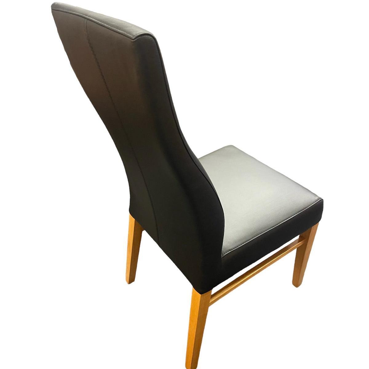 BOSTON TOP GRADE LEATHER DINING CHAIR BLACK/CLEAR LACQUER LEGS