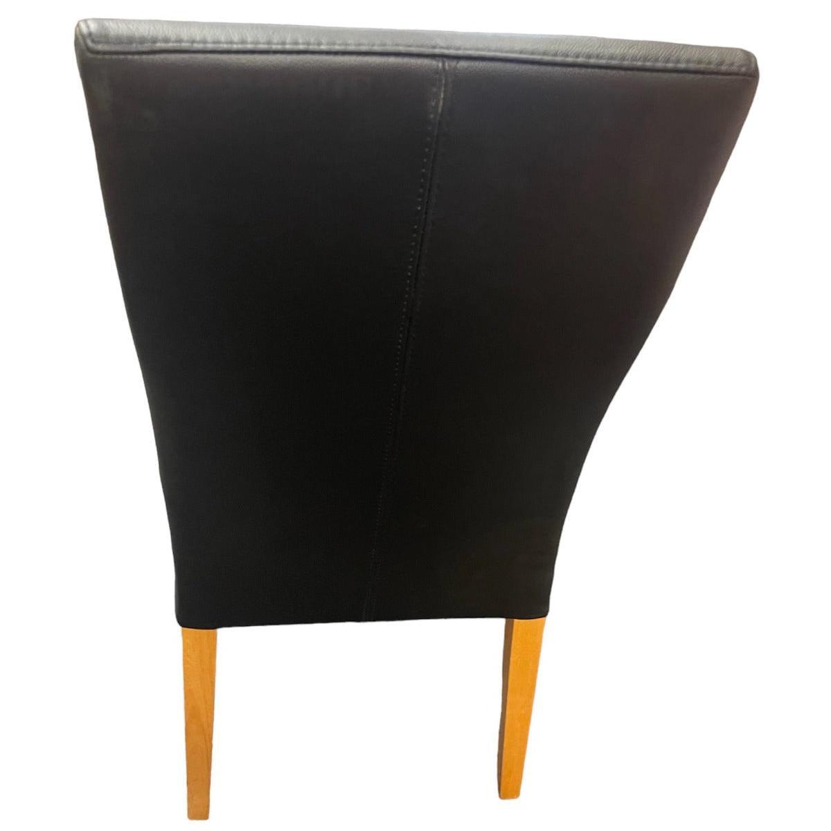 BOSTON TOP GRADE LEATHER DINING CHAIR BLACK/CLEAR LACQUER LEGS