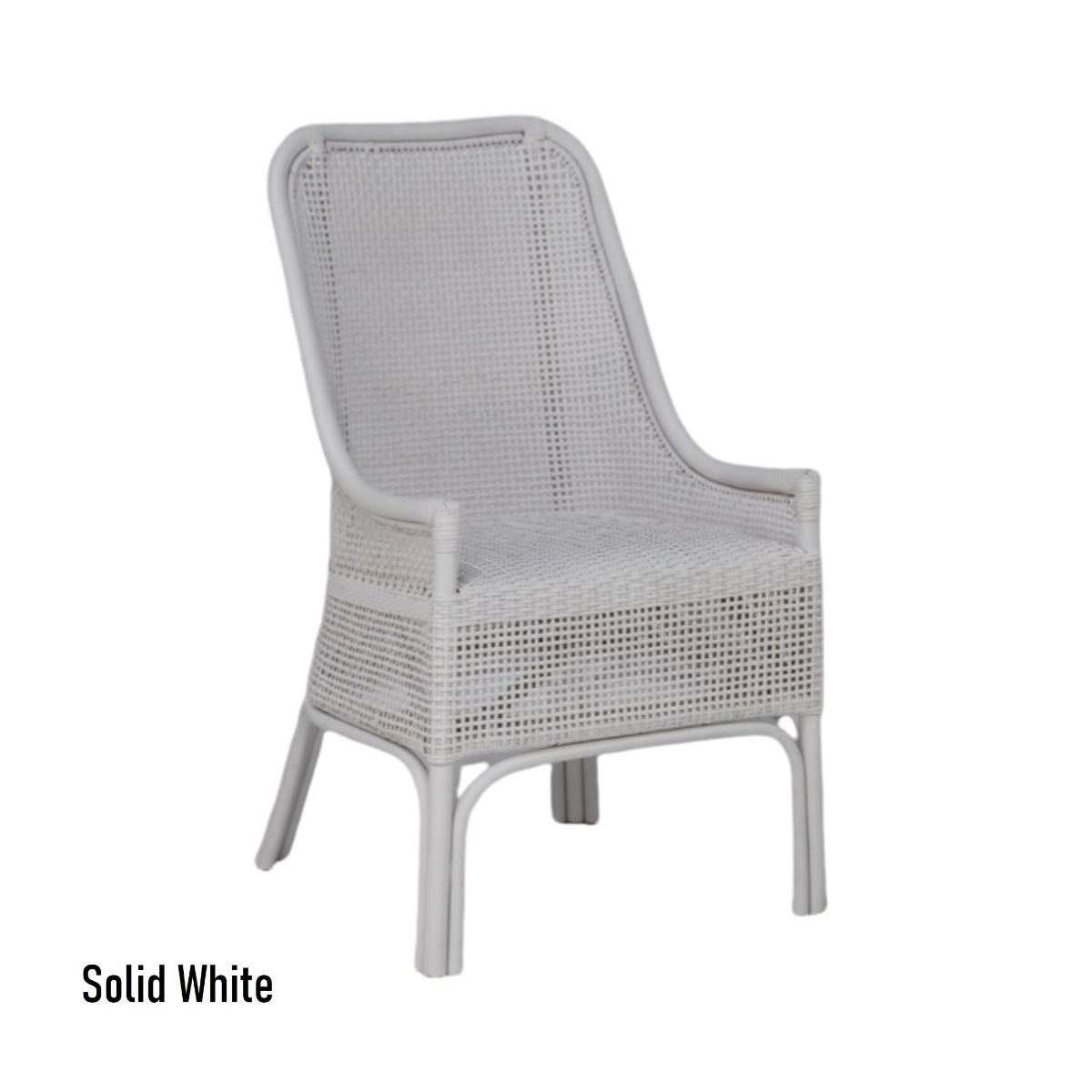 MALIBU HAMPTONS RATTAN DINING CHAIR IN SOLID WHITE