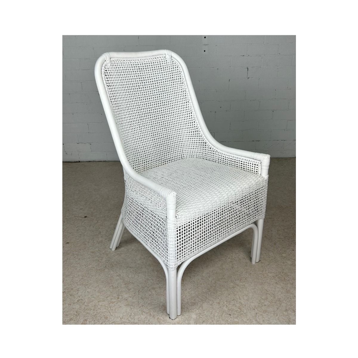 MALIBU HAMPTONS RATTAN DINING CHAIR IN SOLID WHITE
