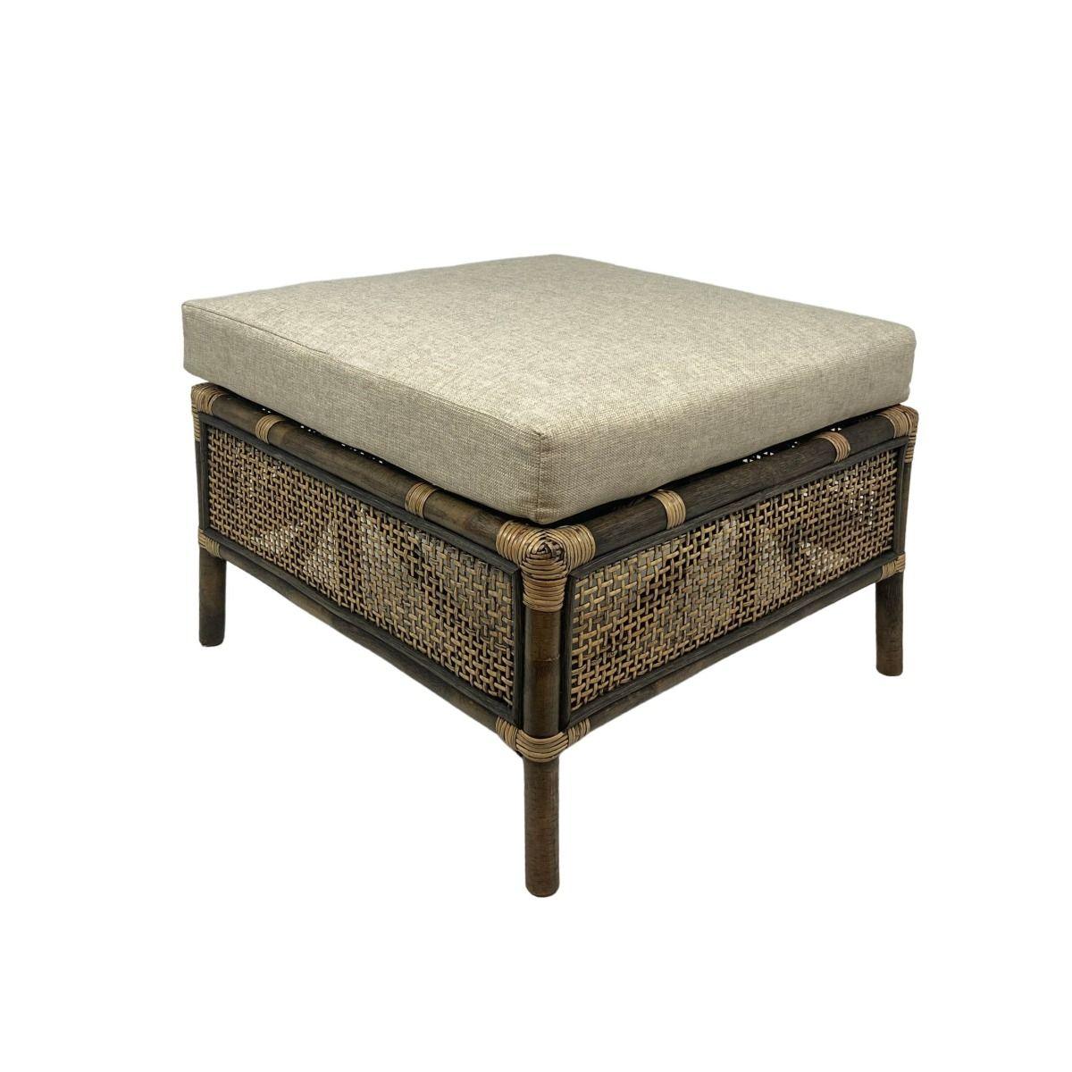 CAMINO RATTAN & MANGO OTTOMAN BLACK SHADOW - MyChocolateWood