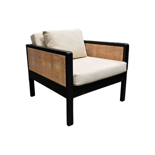 AMANDOKA MINDI WOOD/RATTAN ARMCHAIR IN MINDI BLACK - MyChocolateWood