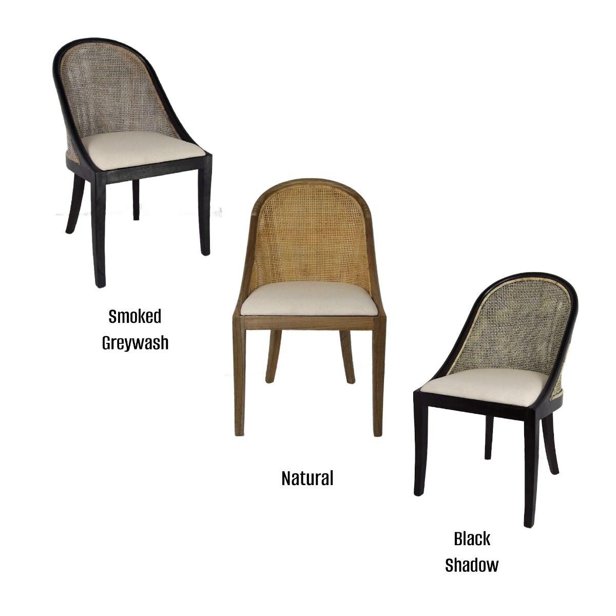 SOUTHAMPTON HAMPTONS SOLID MINDI WOOD/ RATTAN DINING CHAIR/ LOUNGE CHAIR IN SMOKED GREYWASH