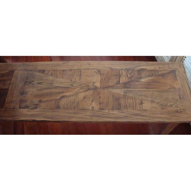 LENNON RUSTIC PROVINCIAL RECYCLED ELM PARQUETRY 3 PIECE BENCH DINING SET 180 CM - MyChocolateWood