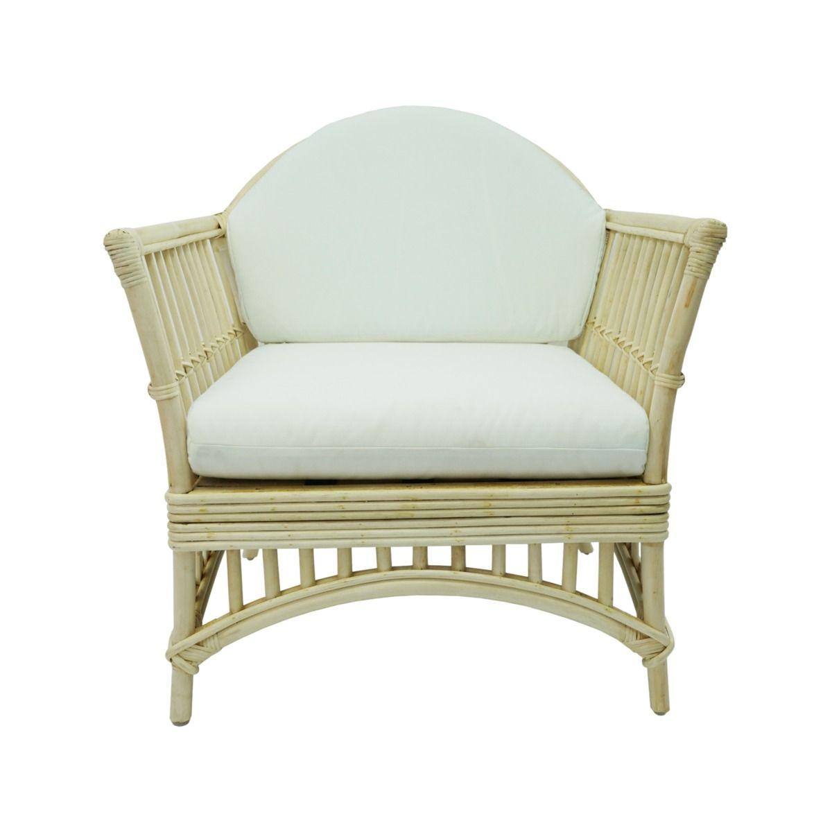 DENIZE HAMPTONS RATTAN ARMCHAIR IN NATURAL WITH A WHITE CUSHION AND AN ADDITIONAL OUTDOORS COVER IN BROWN & WHITE STRIPES - MyChocolateWood