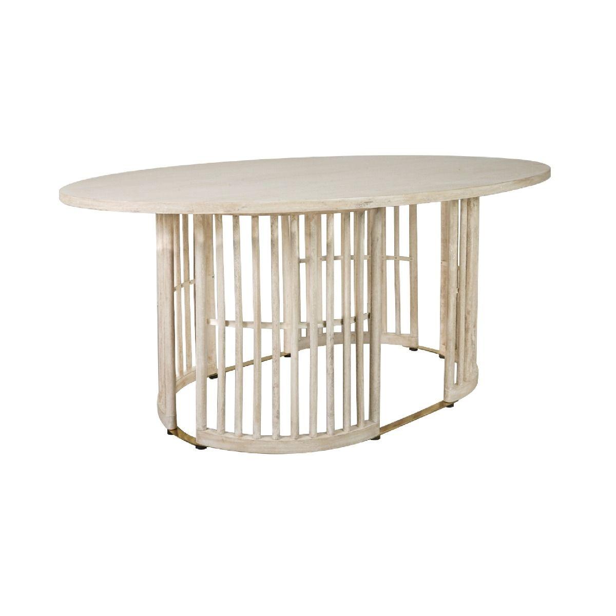 MARLEY MANGO WOOD OVAL DINING TABLE WHITE DRIFTWOOD - MyChocolateWood