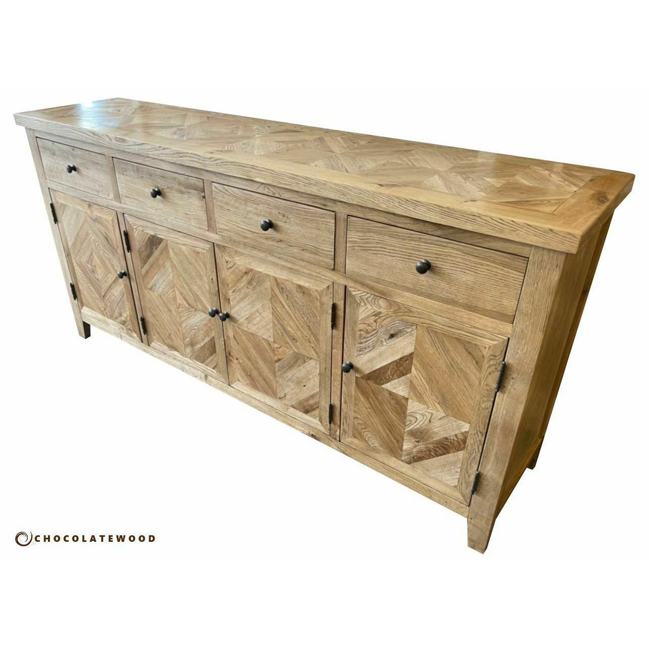 DUTCHY FRENCH PROVINCIAL STYLE BUFFET/SIDEBOARD 4 DOORS & 4 DRAWERS WITH PARQUETRY PATTERN 180 CMS - MyChocolateWood
