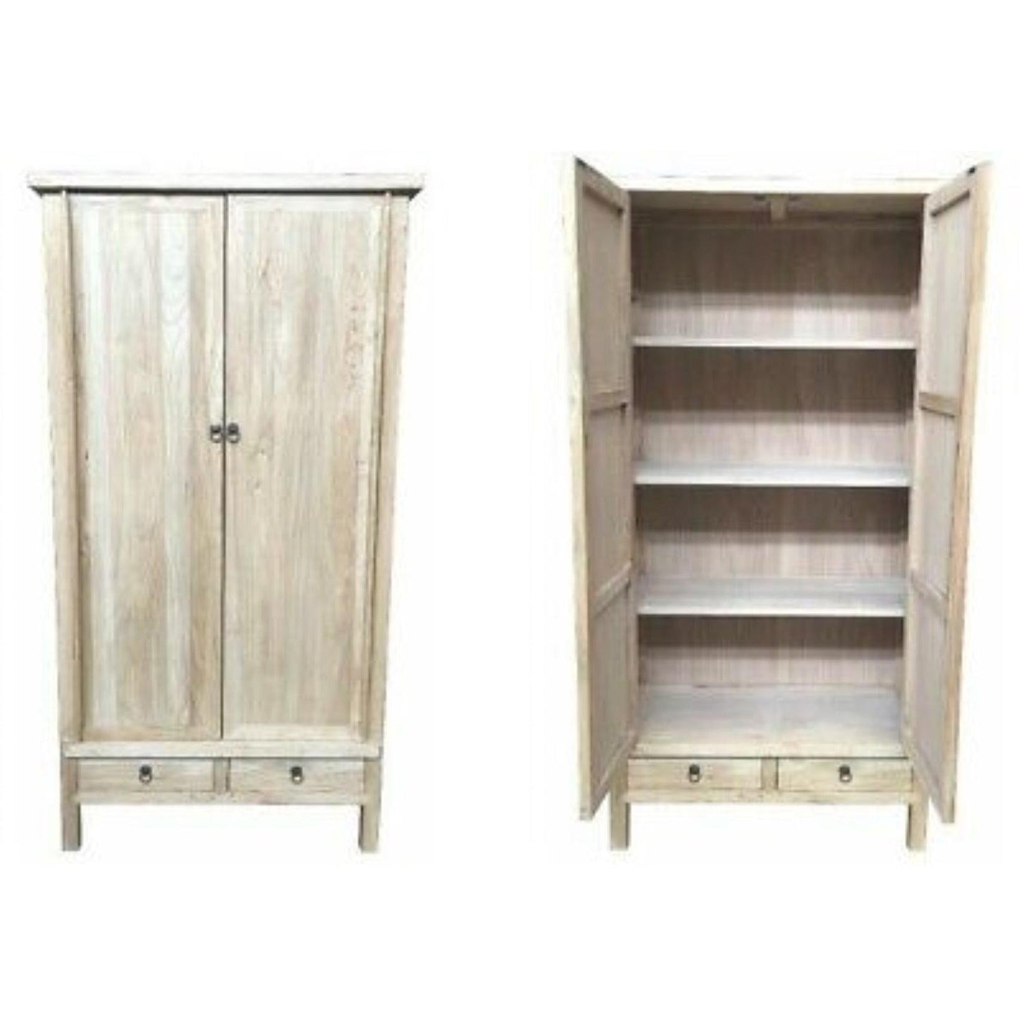 SHULI CHINESE ANTIQUE REPRODUCTION 2 DOORS & 2 DRAWERS LINEN CABINET RECLAIMED ELM - MyChocolateWood
