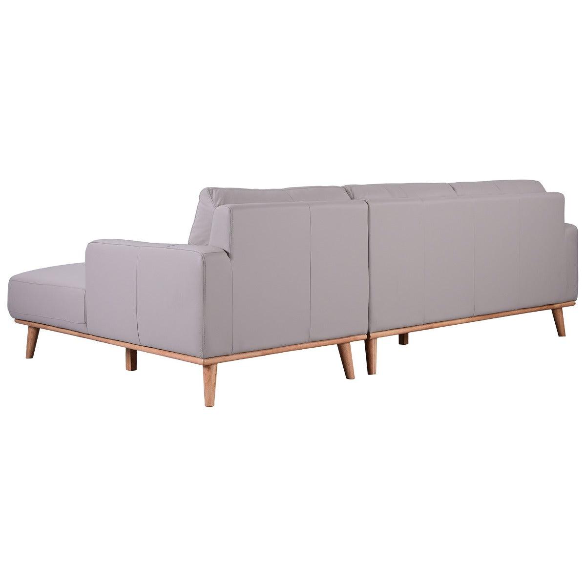 PAMELA 2.5-SEATER RHF CHAISE ITALIAN LEATHER MODULAR SOFA, IN LIGHT GREY - MyChocolateWood