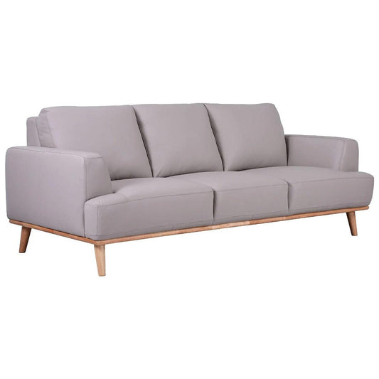 PAMELA 3-SEATER ITALIAN LEATHER SOFA IN LIGHT GREY - MyChocolateWood