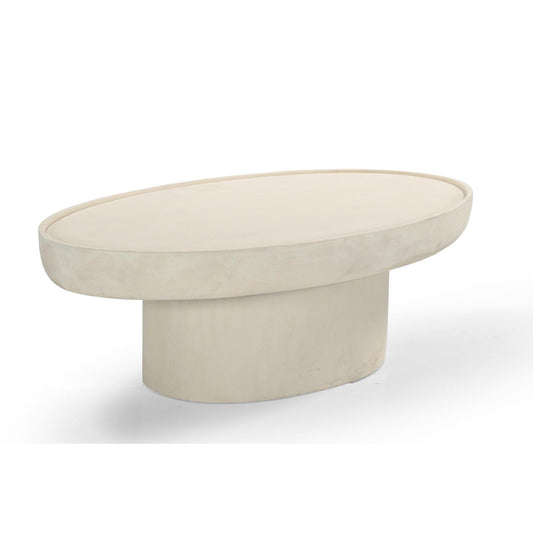 HORIZON OBLONG 120CM COFFEE TABLE MANGO WOOD/ CREAM CONCRETE FINISH - MyChocolateWood