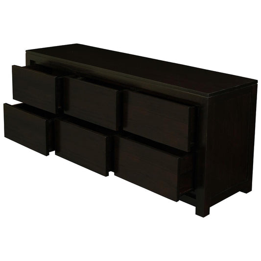 TANAKA SOLID MAHOGANY 6 DRAWERS DRESSER IN CHOCOLATE - MyChocolateWood
