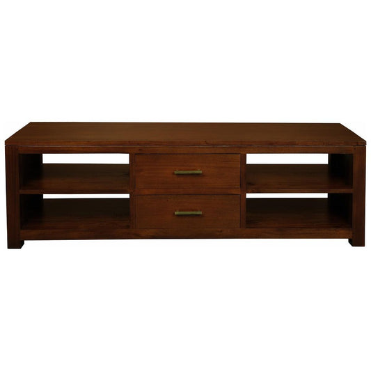 PARIS SOLID MAHOGANY TIMBER TV/ENTERTAINMENT UNIT 2 DRAWERS & 4 SHELVES- MAHOGANY COLOUR - MyChocolateWood