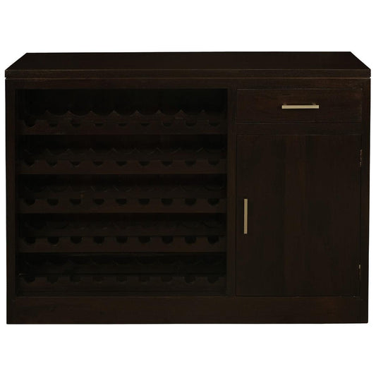 PARIS SOLID MAHOGANY TIMBER BUFFET/WINERACK 1 DOOR / 1 DRAWER CHOCOLATE 120CM - MyChocolateWood