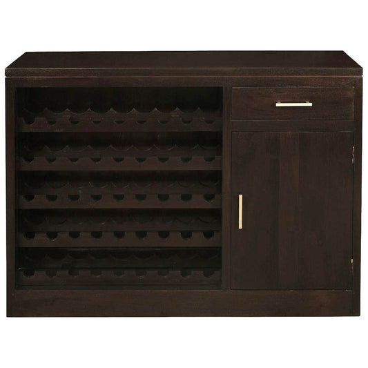 PARIS SOLID MAHOGANY TIMBER BUFFET/WINERACK 1 DOOR / 1 DRAWER CHOCOLATE 120CM - MyChocolateWood
