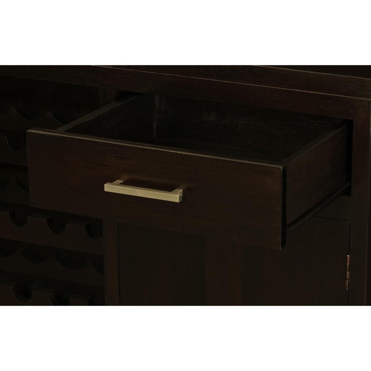 PARIS SOLID MAHOGANY TIMBER BUFFET/WINERACK 1 DOOR / 1 DRAWER CHOCOLATE 120CM - MyChocolateWood