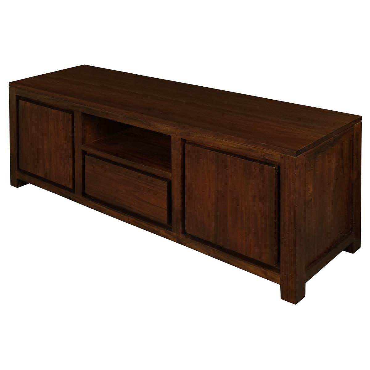 TANAKA SOLID MAHOGANY TV UNIT WITH 2 DOORS & 1 DRAWER IN MAHOGANY 160CM - MyChocolateWood
