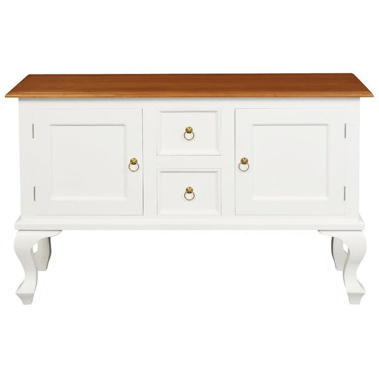 STEWART QUEEN ANN STYLE SOLID MAHOGANY 2 DOORS 2 DRAWERS SOFA TABLE IN WHITE/CARAMEL130CM - MyChocolateWood