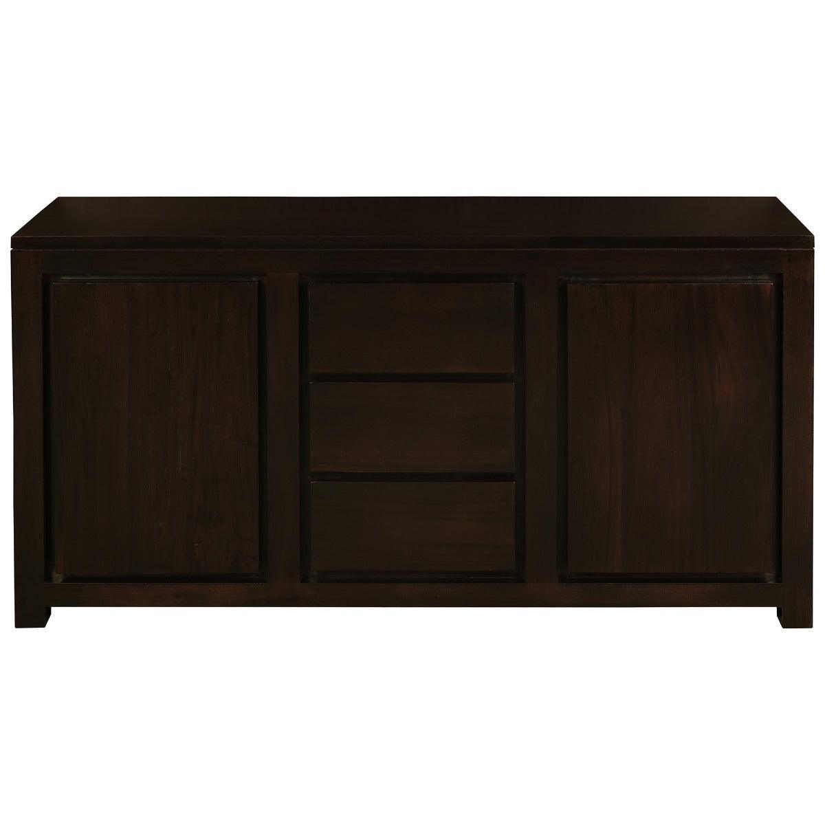 TANAKA SOLID MAHOGANY BUFFET WITH 2 DOORS & 3 DRAWERS IN CHOCOLATE FINISH - MyChocolateWood