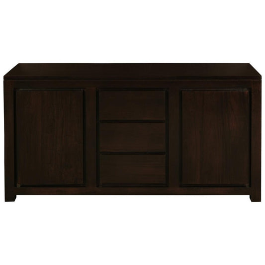 TANAKA SOLID MAHOGANY BUFFET WITH 2 DOORS & 3 DRAWERS IN CHOCOLATE FINISH - MyChocolateWood