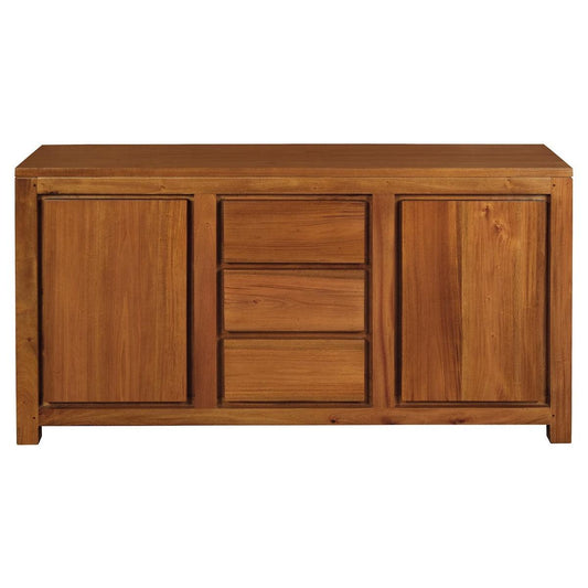 TANAKA SOLID MAHOGANY BUFFET WITH 2 DOORS & 3 DRAWERS IN LIGHT PECAN FINISH - MyChocolateWood