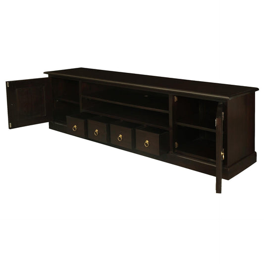 TASMANIA SOLID MAHOGANY TIMBER TV UNIT 2 DOORS & 4DVD SIZE DRAWERS - MyChocolateWood