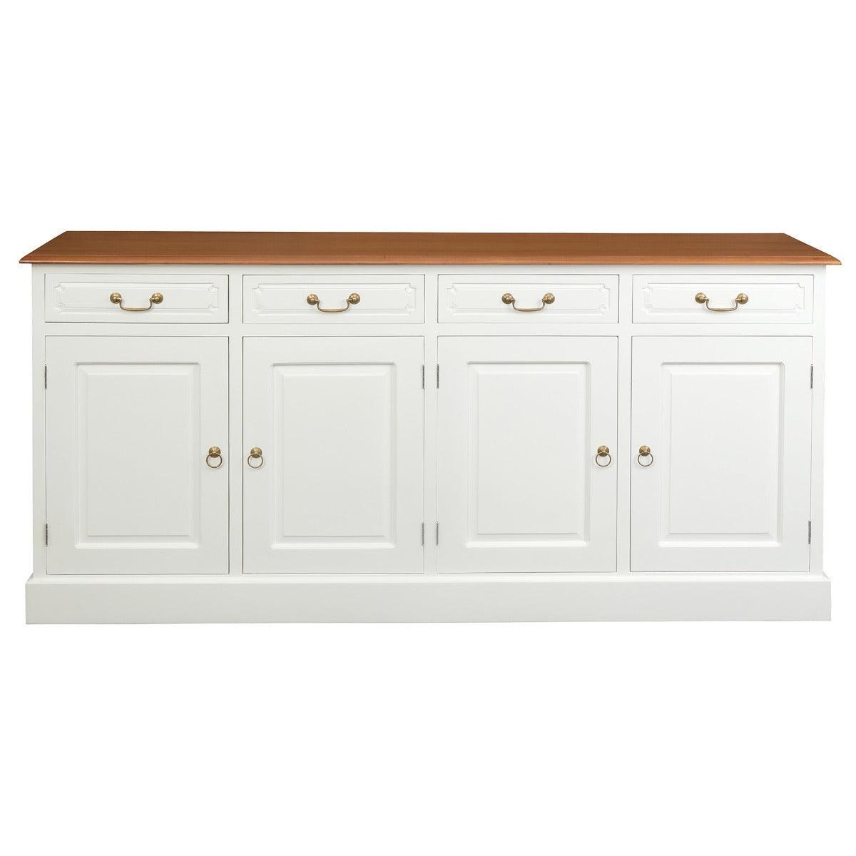 TASMANIA SOLID MAHOGANY BUFFET/SIDEBOARD 4 DOORS & 4 DRAWERS WHITE BODYWITH A CARAMEL TOP & WHITE BODY - MyChocolateWood