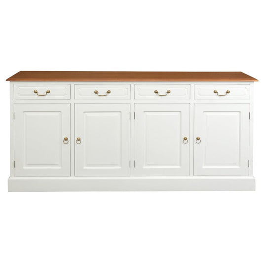 TASMANIA SOLID MAHOGANY BUFFET/SIDEBOARD 4 DOORS & 4 DRAWERS WHITE BODYWITH A CARAMEL TOP & WHITE BODY - MyChocolateWood