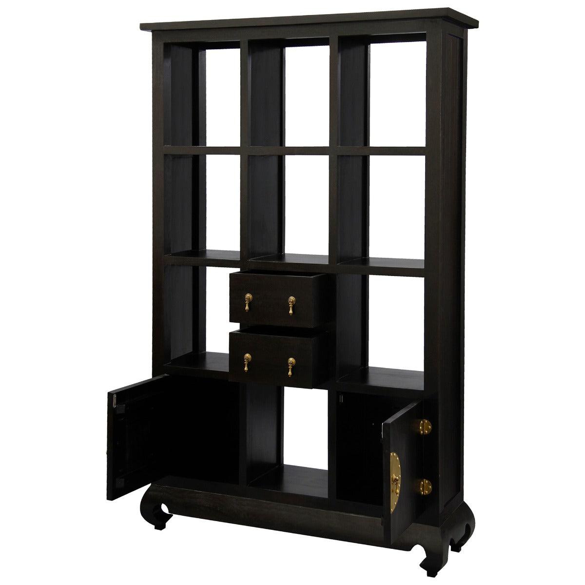 HIROKO SOLID MAHOGANY CHINESE STYLE 2 DOORS & 4 DRAWERS DISPLAY UNIT IN CHOCOLATE - MyChocolateWood
