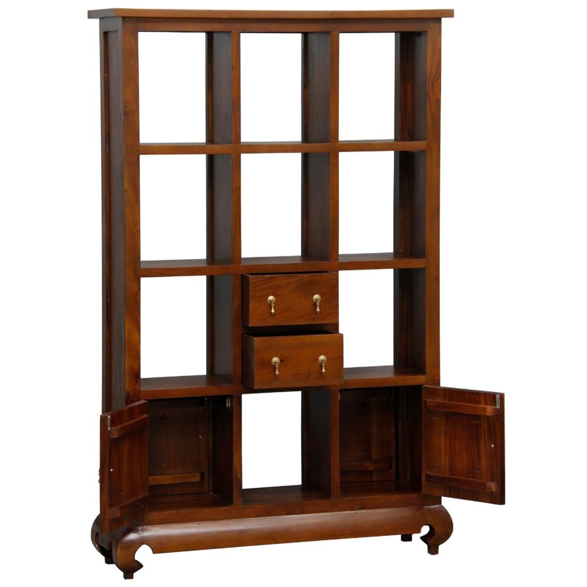HIROKO SOLID MAHOGANY CHINESE STYLE 2 DOORS & 4 DRAWERS DISPLAY UNIT IN MAHOGANY - MyChocolateWood