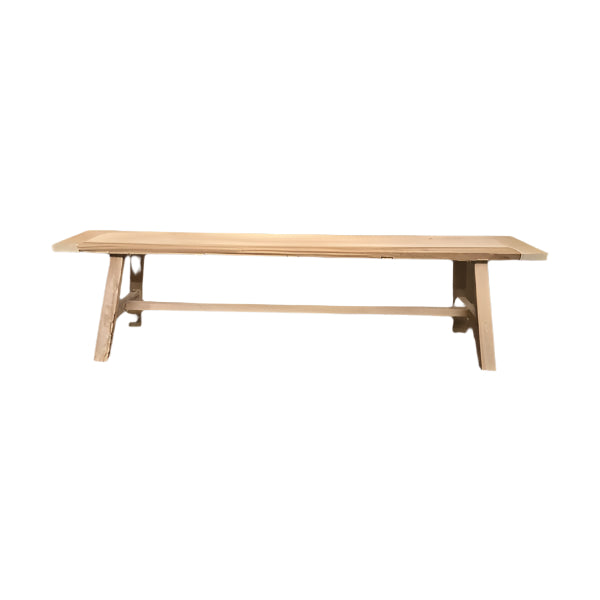 VALENCIA FARMHOUSE RUSTIC BENCH IN RECYCLED ELM WITH BREAD BOARD ENDS 180CM - MyChocolateWood
