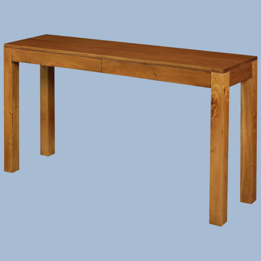 TANAKA SOLID MAHOGANY TIMBER CONSOLE TABLE WITH 2 HIDDEN DRAWERS IN LIGHT PECAN - MyChocolateWood