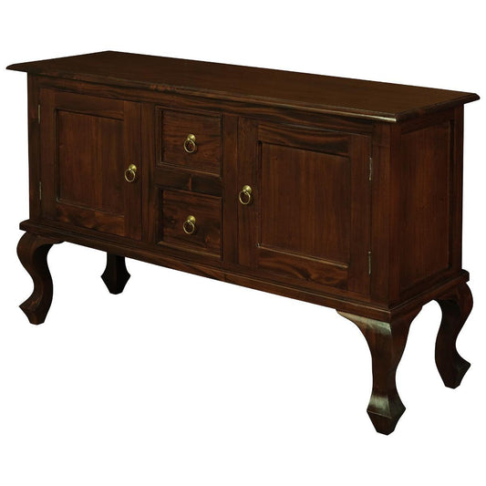 STEWART QUEEN ANN STYLE SOLID MAHOGANY SOFA TABLE IN MAHOGANY COLOUR 2 DOORS 2 DRAWERS 130CM - MyChocolateWood