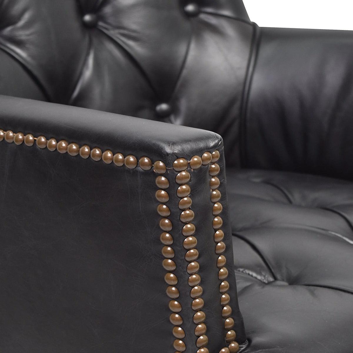 VERDON ARMCHAIR/ACCENT ARMCHAIR VINTAGE LEATHER CHAIR IN WORN COAL