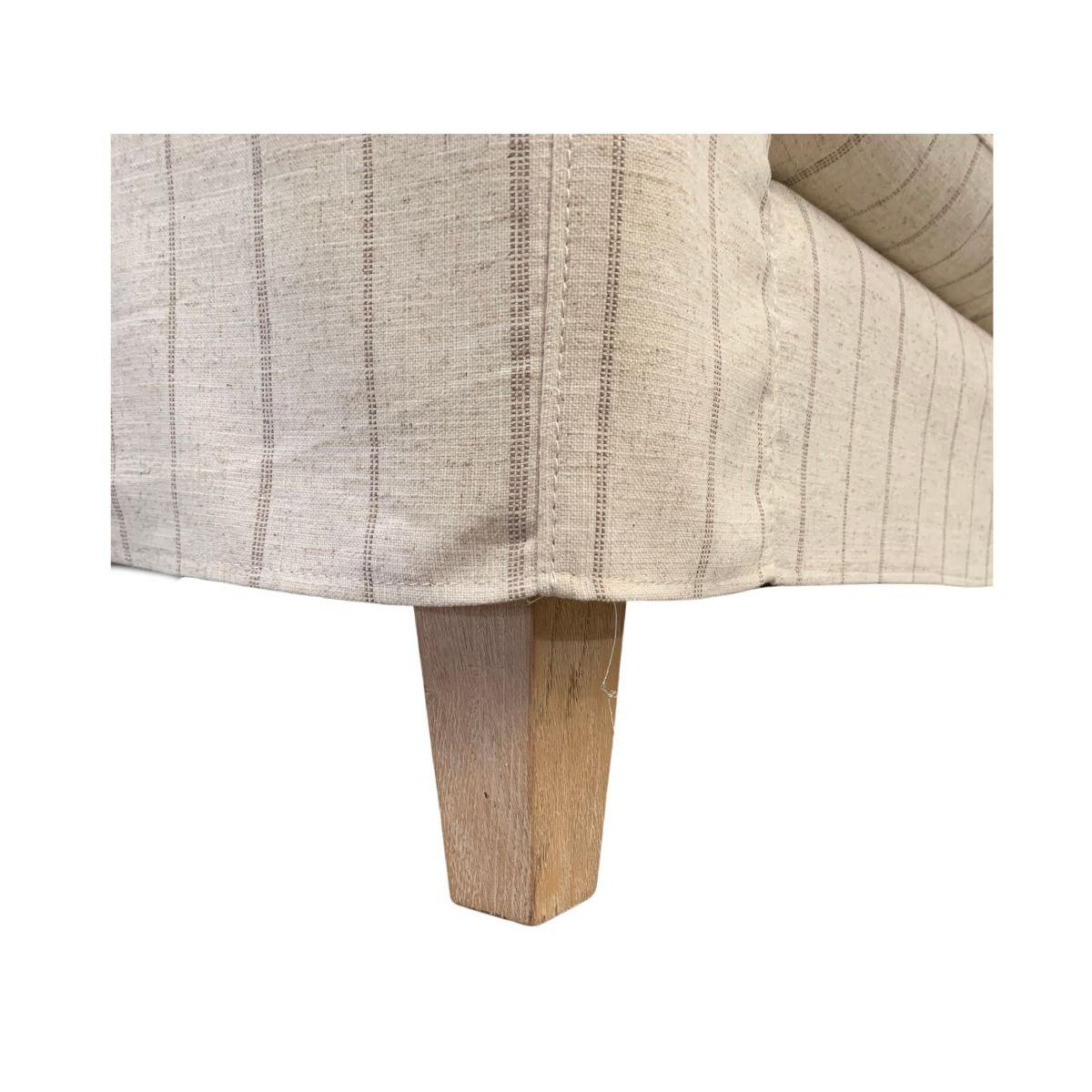 ALBERTO 1.5-SEATER XL HAMPTON STYLE ARMCHAIR SOLID PINE & HARDWOOD FRAME IN CALANTINO STRIPE 125CM - MyChocolateWood