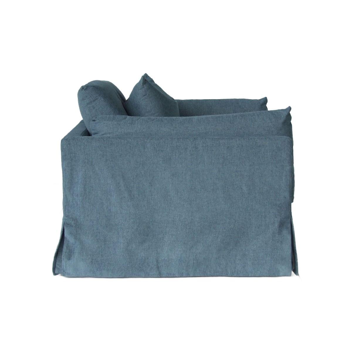 LARK SLIPCOVER CHAIR HAMPTONS STYLE SWIVEL ARMCHAIR IN DEXTER DENIM FABRIC