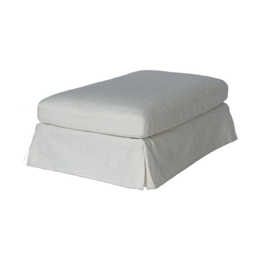 LARK SLIPCOVER OTTOMAN HAMPTONS STYLE IN TANGIER SUGAR FABRIC - MyChocolateWood