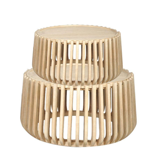 MERTI SET OF 2 MANGO WOOD COFFEE TABLES IN NEW NATURAL - MyChocolateWood