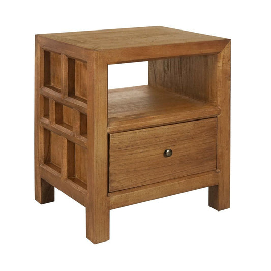 FABRIZIO 1 DRAWER BEDSIDE TABLE IN MINDI BROWN - MyChocolateWood